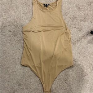 Express Women's Tan Sleeveless Scoop Neck Bodysuit